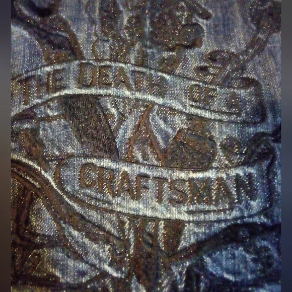 Artful Dodger (DEATH OF A CRAFTSMAN) Raw Blue Embroidered Denim Jacket Men's 2XL - Picture 8 of 16